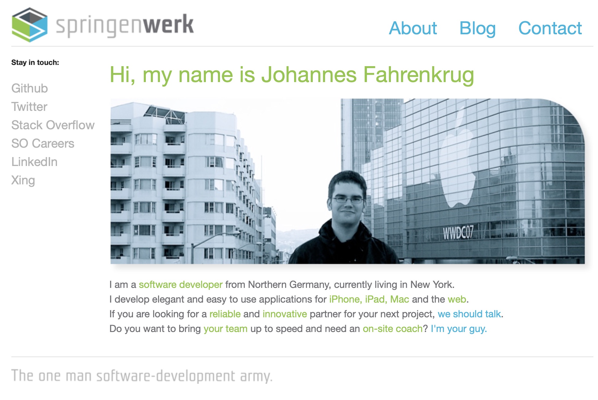 Old website screenshot showing the Jekyll-based design