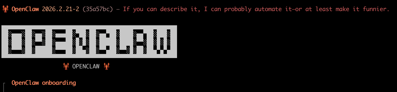 Screenshot of the successful OpenClaw installation